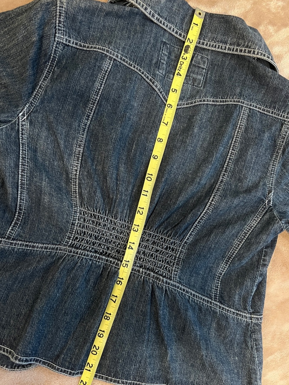 Vintage AMI Button Down Denim Short-Sleeve Shirt Jacket - Size S - Picture 11 of 13